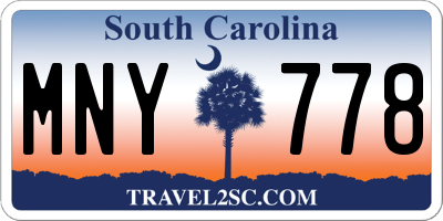 SC license plate MNY778