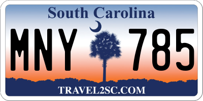 SC license plate MNY785