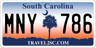 SC license plate MNY786