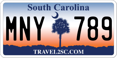 SC license plate MNY789