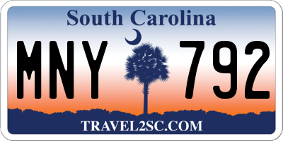 SC license plate MNY792
