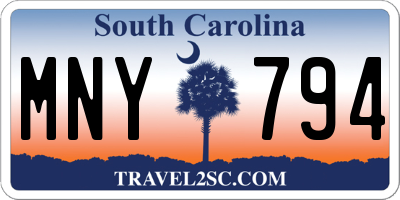 SC license plate MNY794