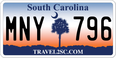 SC license plate MNY796