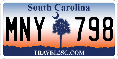 SC license plate MNY798