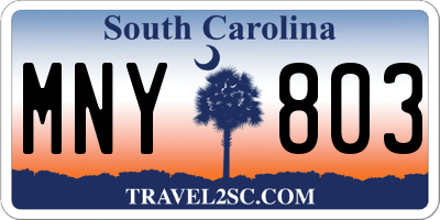 SC license plate MNY803
