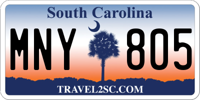 SC license plate MNY805