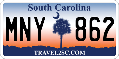 SC license plate MNY862