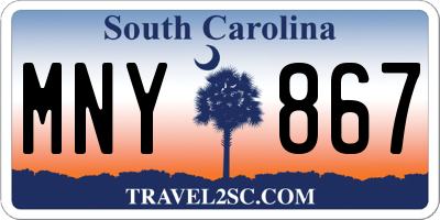 SC license plate MNY867