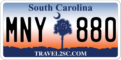 SC license plate MNY880