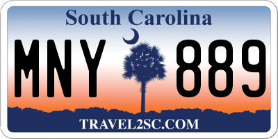 SC license plate MNY889