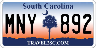 SC license plate MNY892