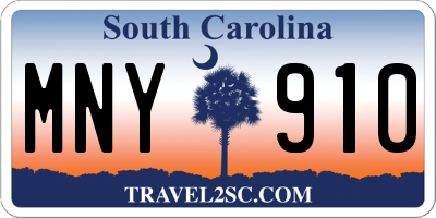 SC license plate MNY910