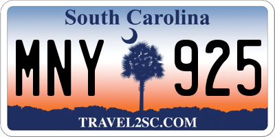 SC license plate MNY925