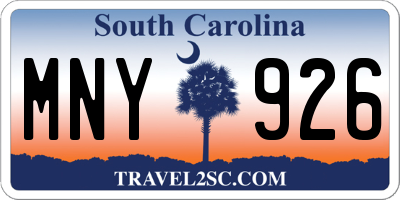 SC license plate MNY926