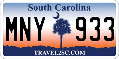 SC license plate MNY933