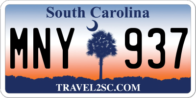 SC license plate MNY937