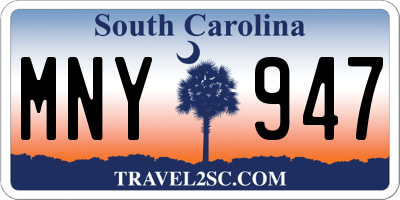 SC license plate MNY947