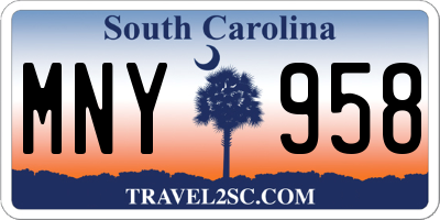SC license plate MNY958