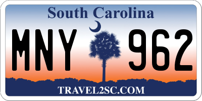 SC license plate MNY962