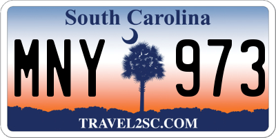 SC license plate MNY973
