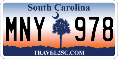 SC license plate MNY978
