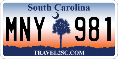 SC license plate MNY981