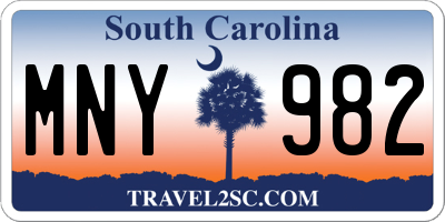 SC license plate MNY982