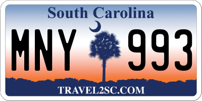 SC license plate MNY993