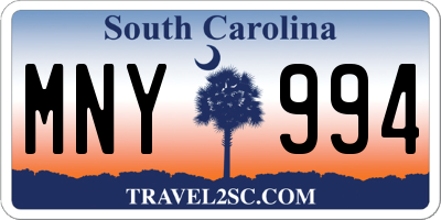 SC license plate MNY994