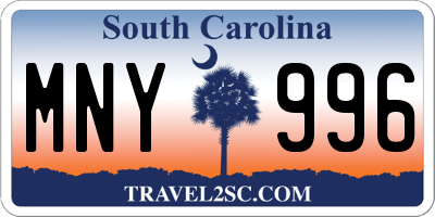 SC license plate MNY996