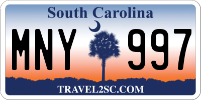 SC license plate MNY997