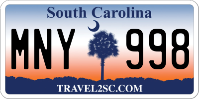 SC license plate MNY998