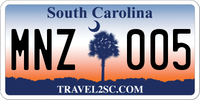 SC license plate MNZ005