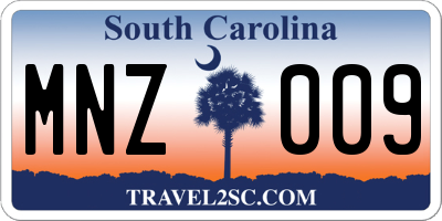 SC license plate MNZ009