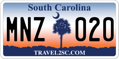 SC license plate MNZ020