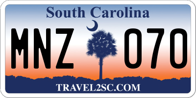 SC license plate MNZ070