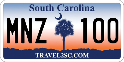 SC license plate MNZ100