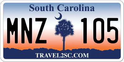 SC license plate MNZ105