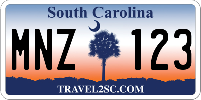 SC license plate MNZ123