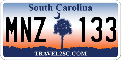 SC license plate MNZ133