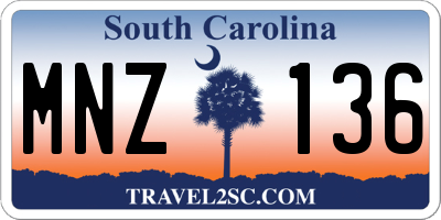 SC license plate MNZ136