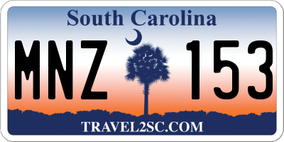 SC license plate MNZ153