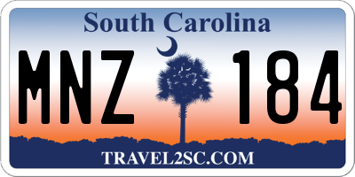 SC license plate MNZ184