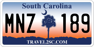 SC license plate MNZ189