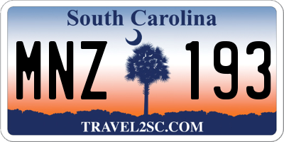 SC license plate MNZ193