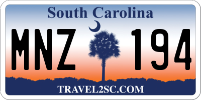 SC license plate MNZ194