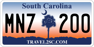 SC license plate MNZ200