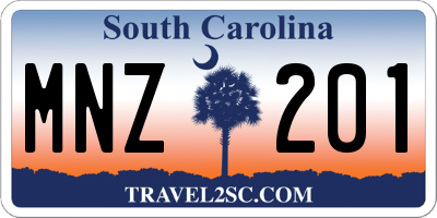 SC license plate MNZ201
