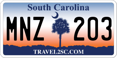 SC license plate MNZ203