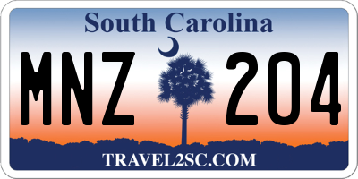SC license plate MNZ204